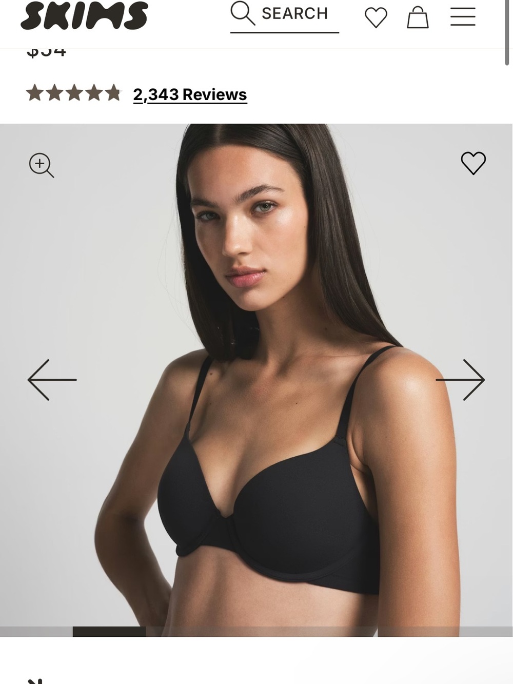 SKIMS Black Smooth Contour Push-Up Bra